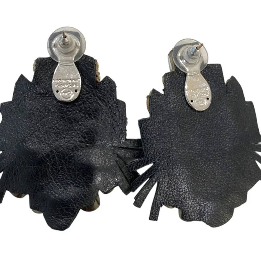 Mignonne Gavigan HEATHER Crystal, Sequin & Leather Beaded Chandelier Earrings
